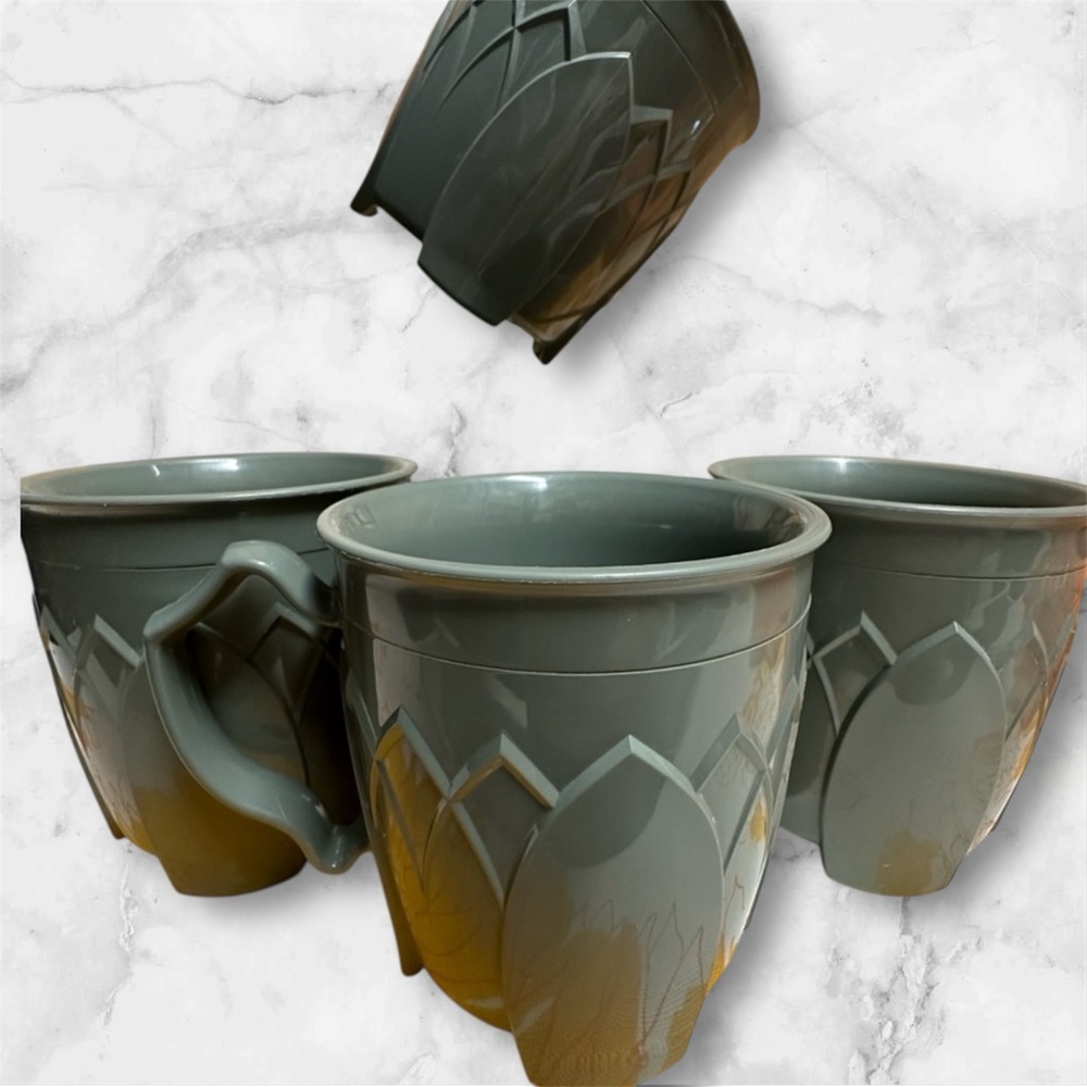 Vintage Fenwick Coffee Cups by Carlisle Dinex  8oz Plastic Cup Gray (4)MCM Retro